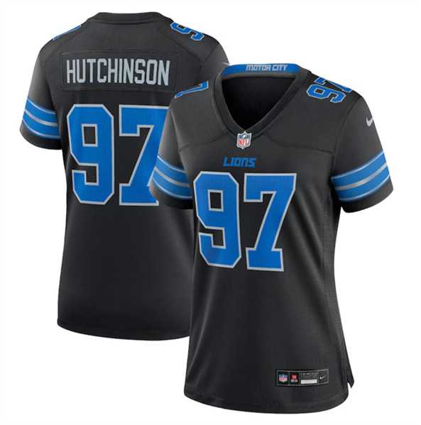 Womens Detroit Lions #97 Aidan Hutchinson Black 2nd Alternate Stitched Jersey Dzhi